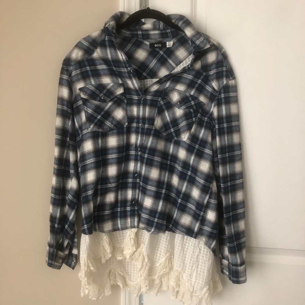 Plaid fleece button down shirt